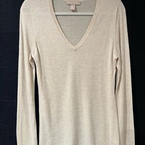 Banana Republic Beige shimmery Long Sleeve V-Neck thin sweater